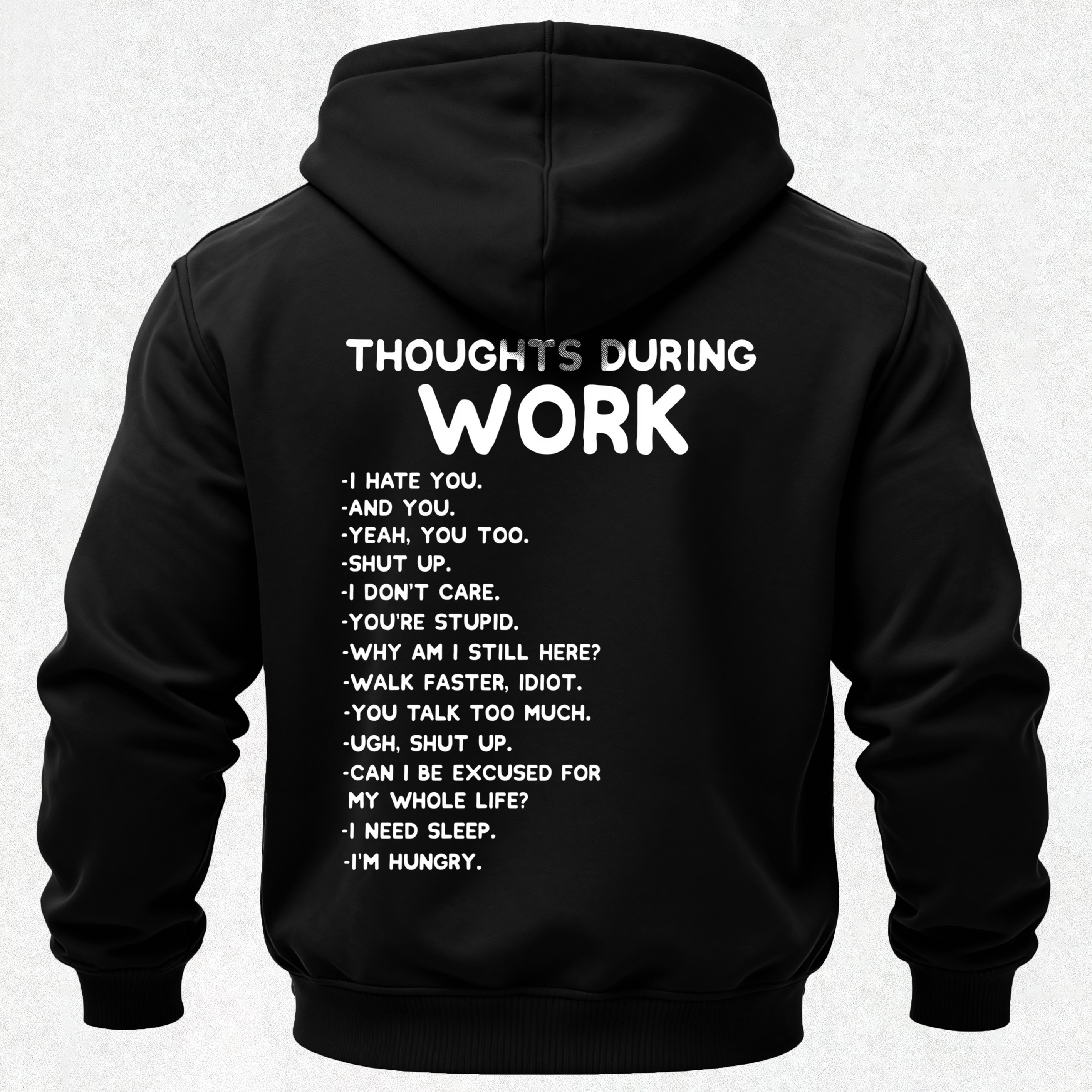 Thoughts During Work Printed Fleece-lined Unisex Hoodie