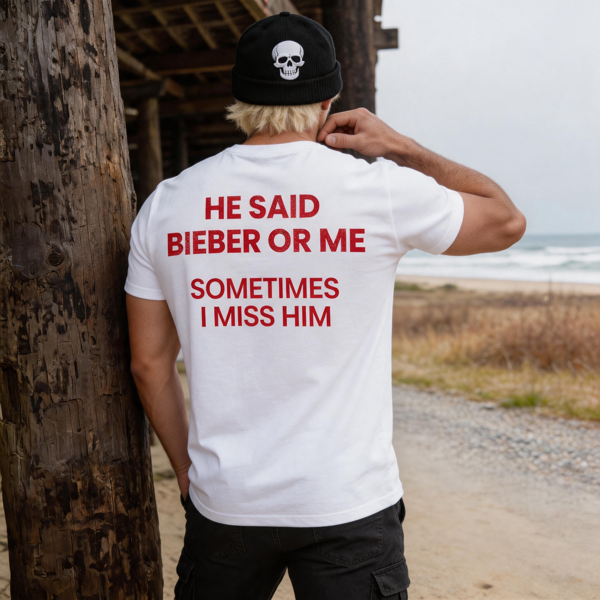 He Said Bieber Or Me Sometimes I Miss Him Printed Men's T-Shirt Image - 1