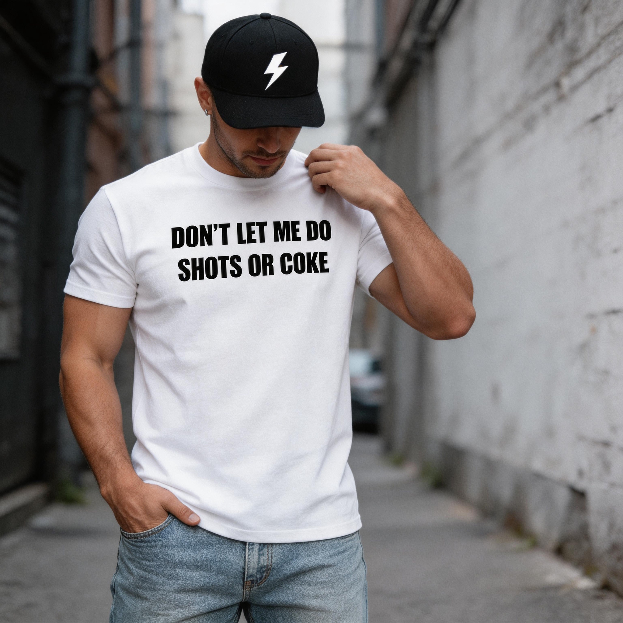 Don't Let Me Do Shots Or Coke Printed Men's T-Shirt Image - 2
