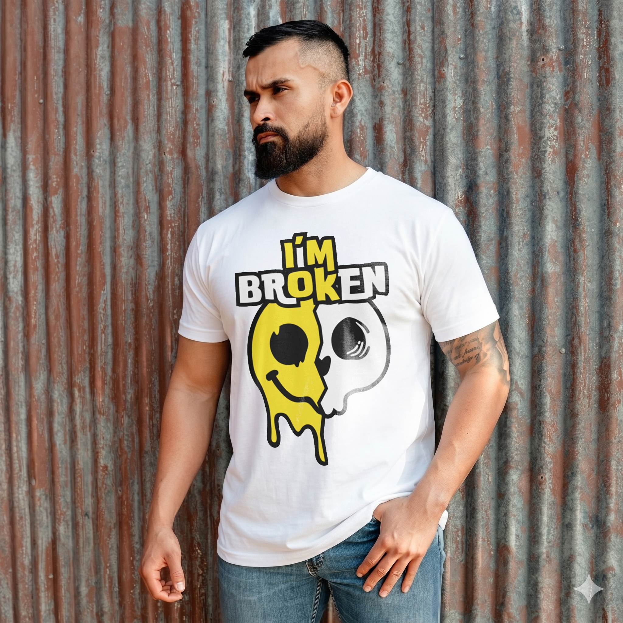 I'm Broken Printed Men's T-Shirt Image - 3