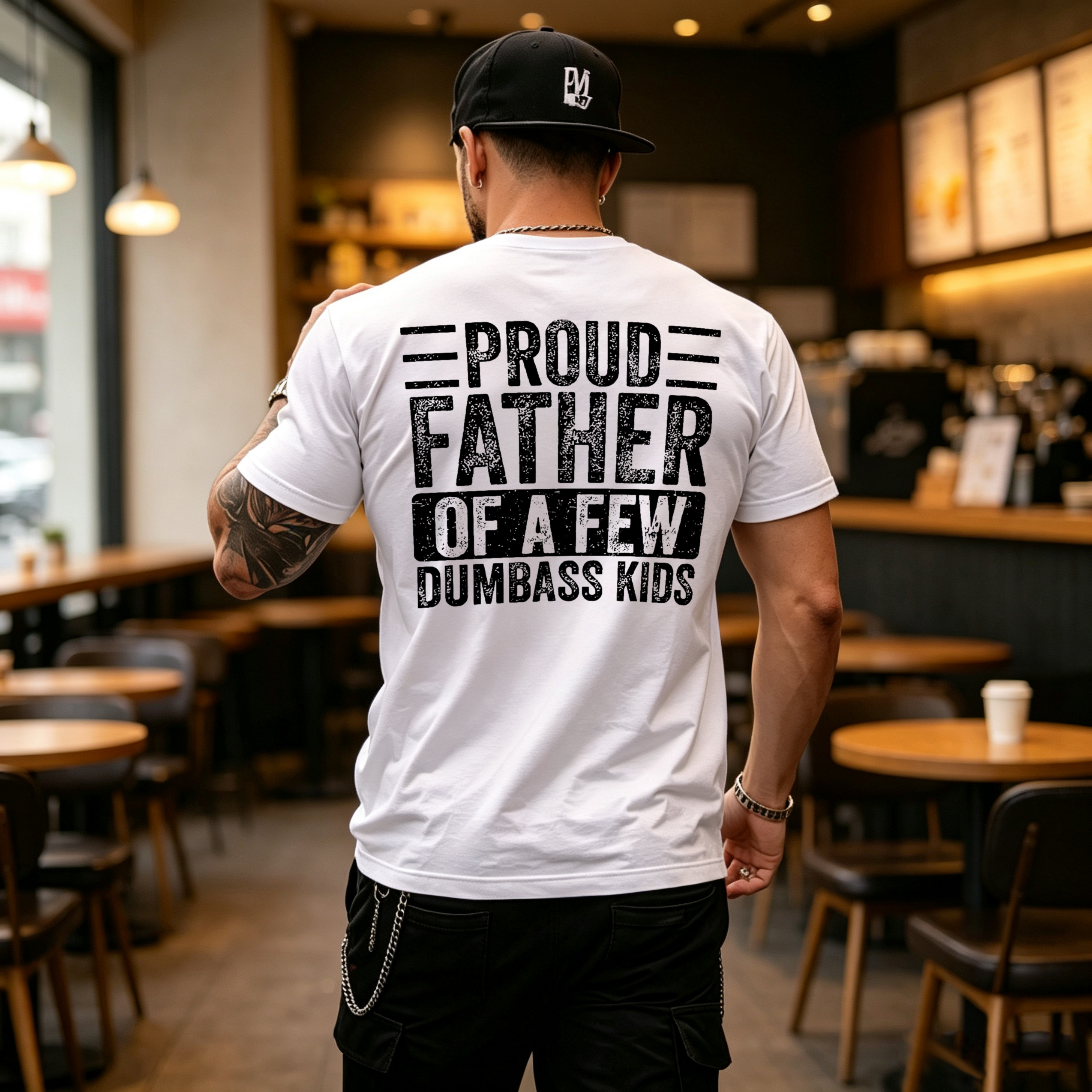 Proud Father Of A Few Dumbass Kids Printed Men's T-shirt Image - 4