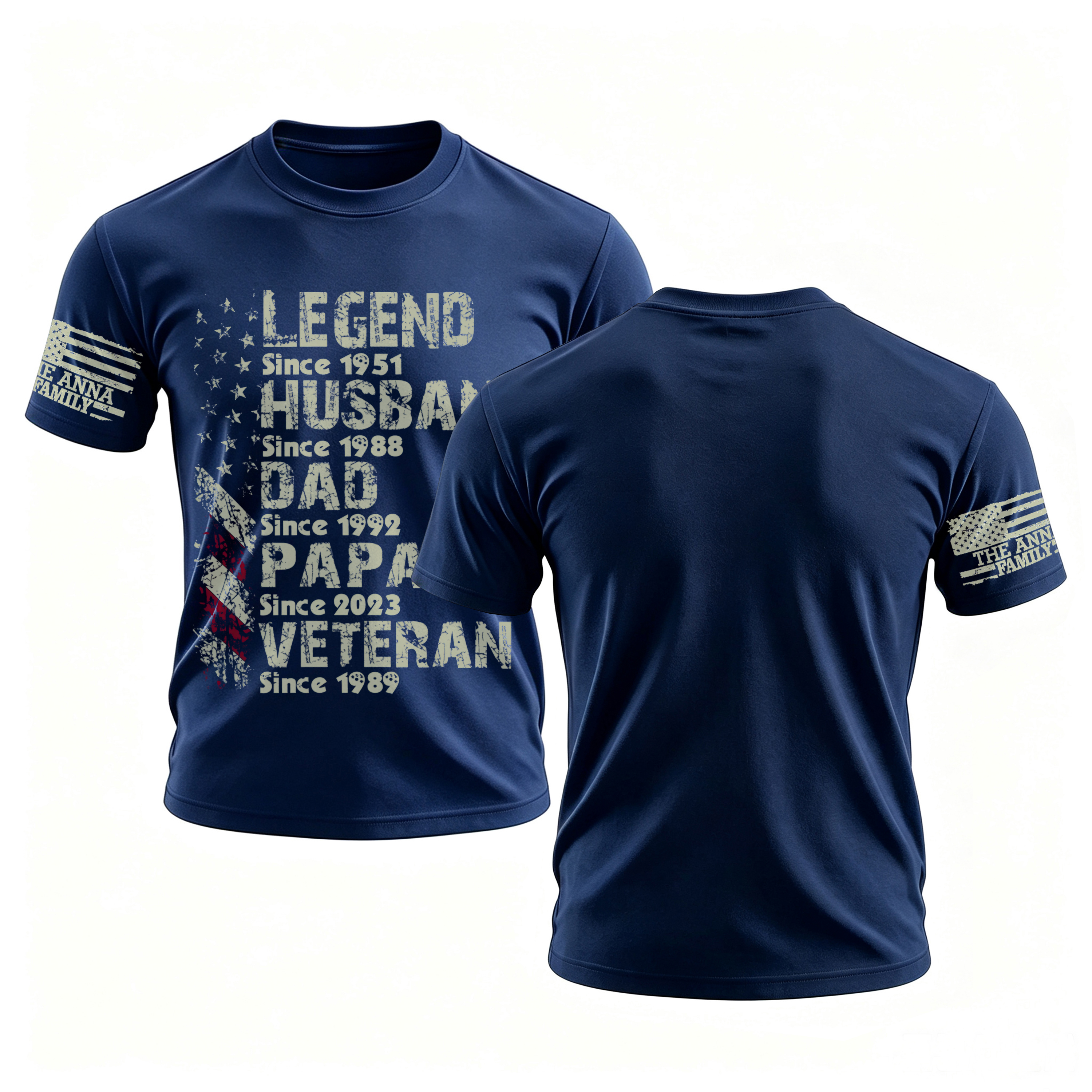 Legend Husband Dad Papa Veteran Timeline Printed Men's T-shirt Image - 1