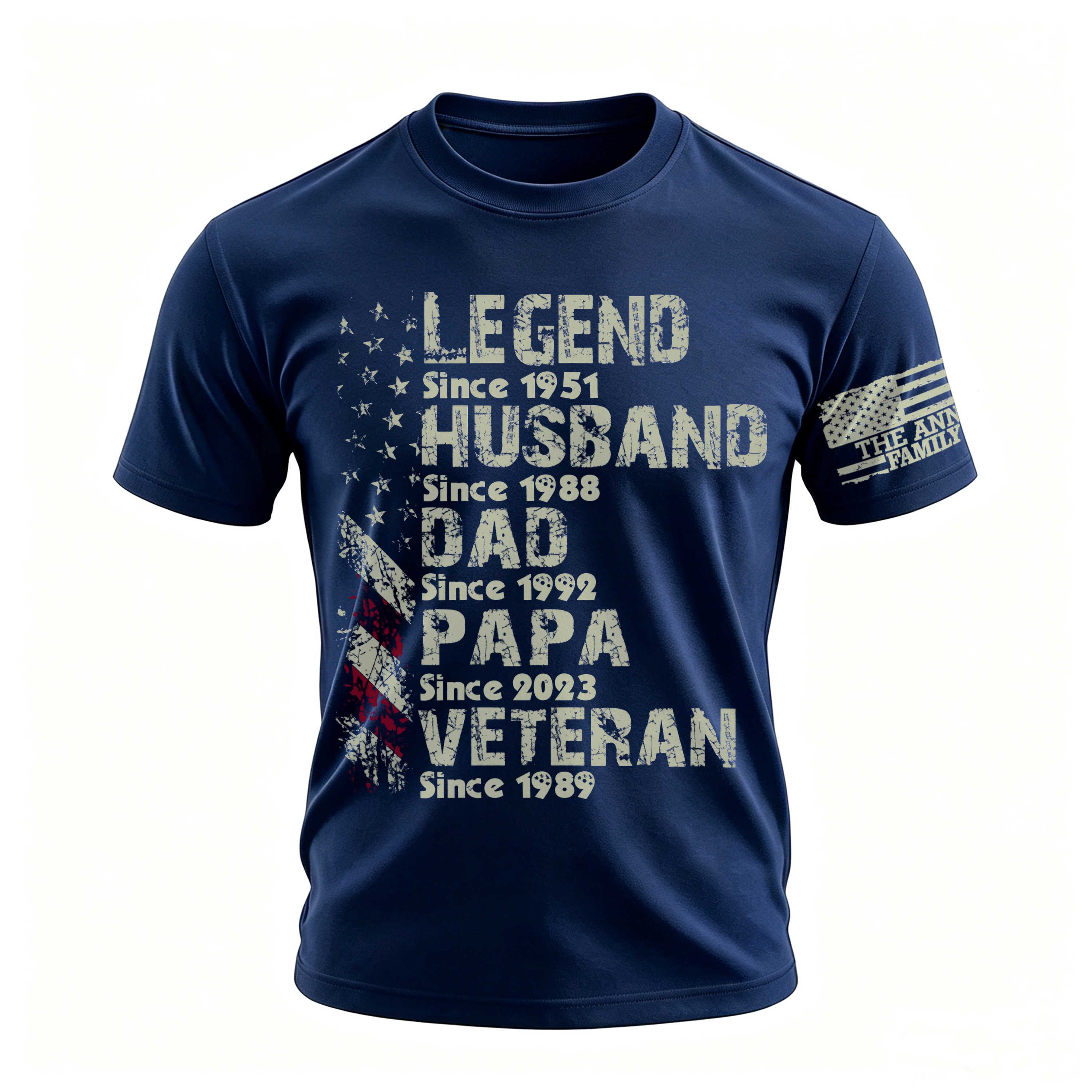 Legend Husband Dad Papa Veteran Timeline Printed Men's T-shirt Image - 2