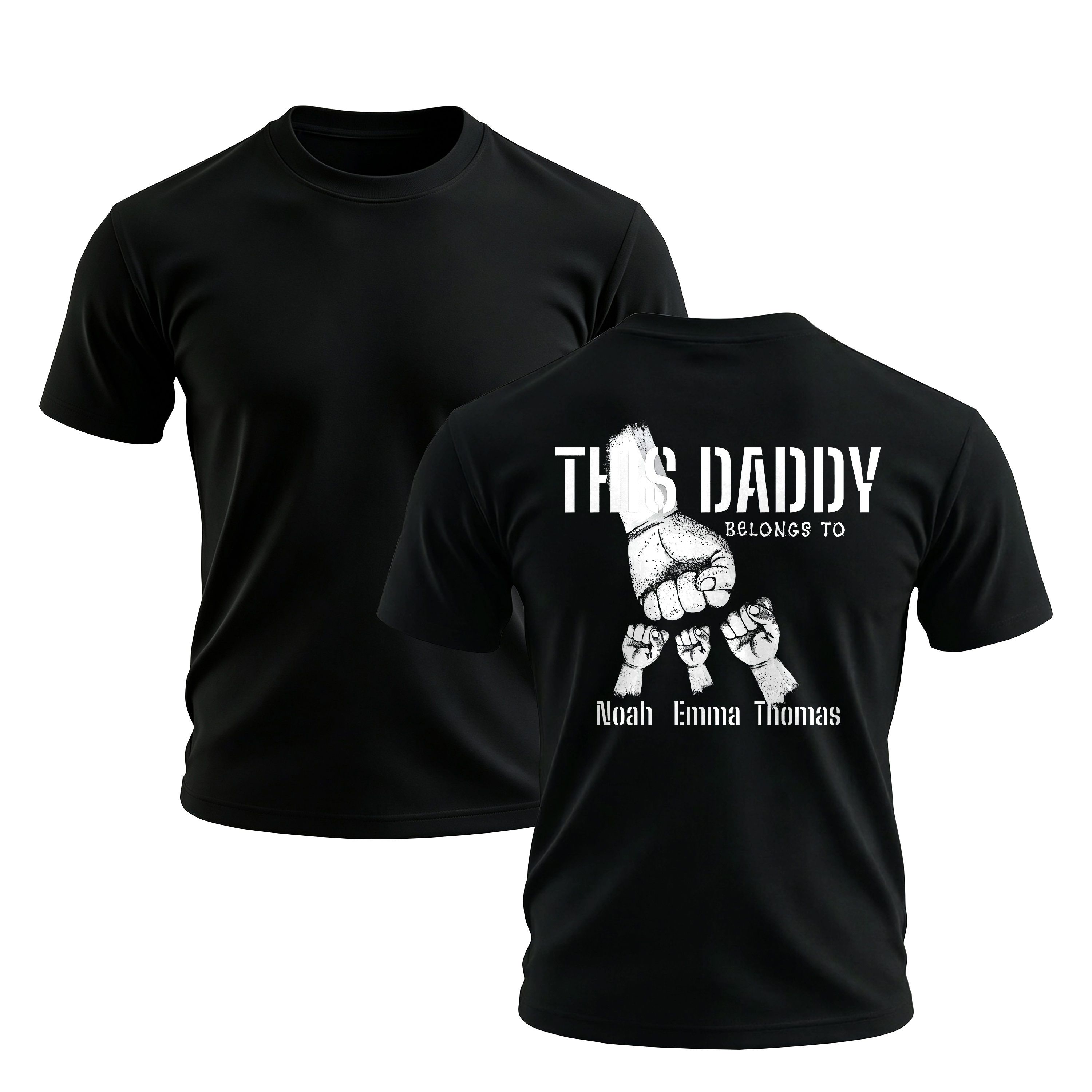Personalized Dad Fist Bump Printed Men's T-shirt Image - 1