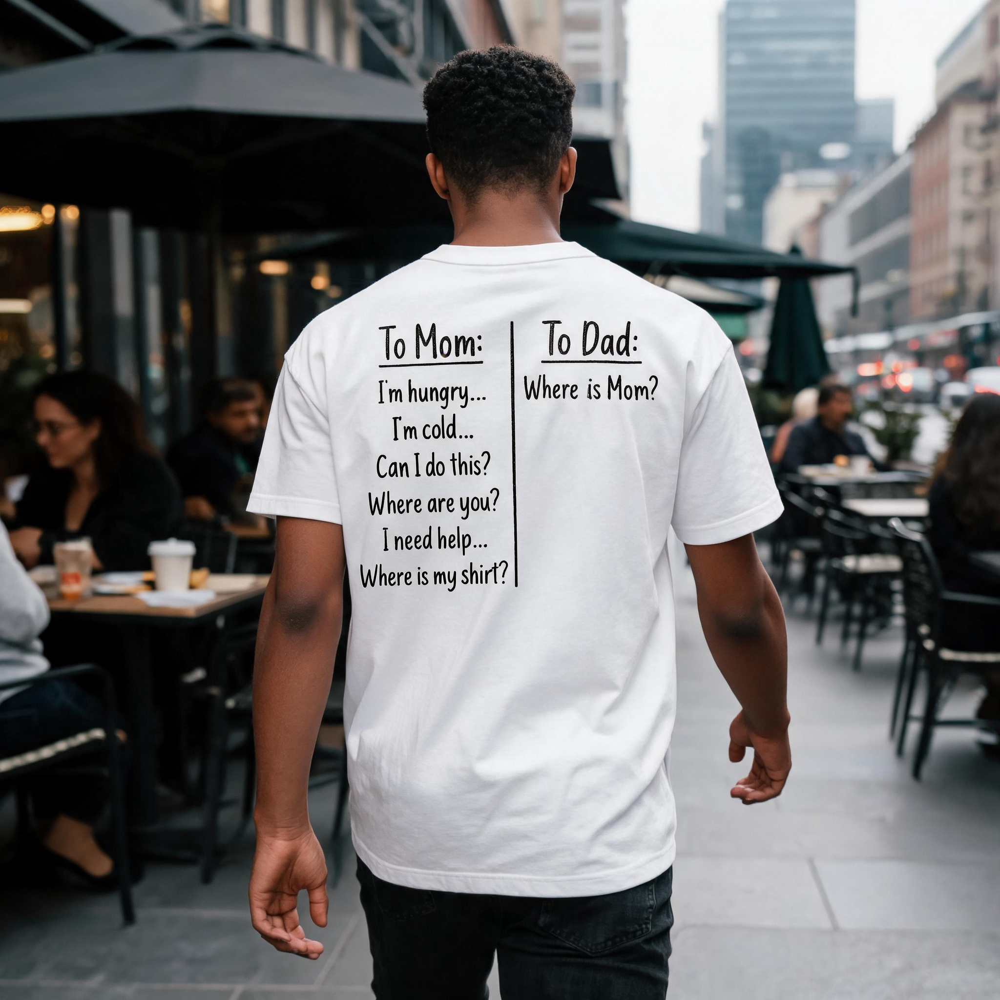 Humorous Parent Slogan Graphic Printed Men's T-Shirt Image - 1