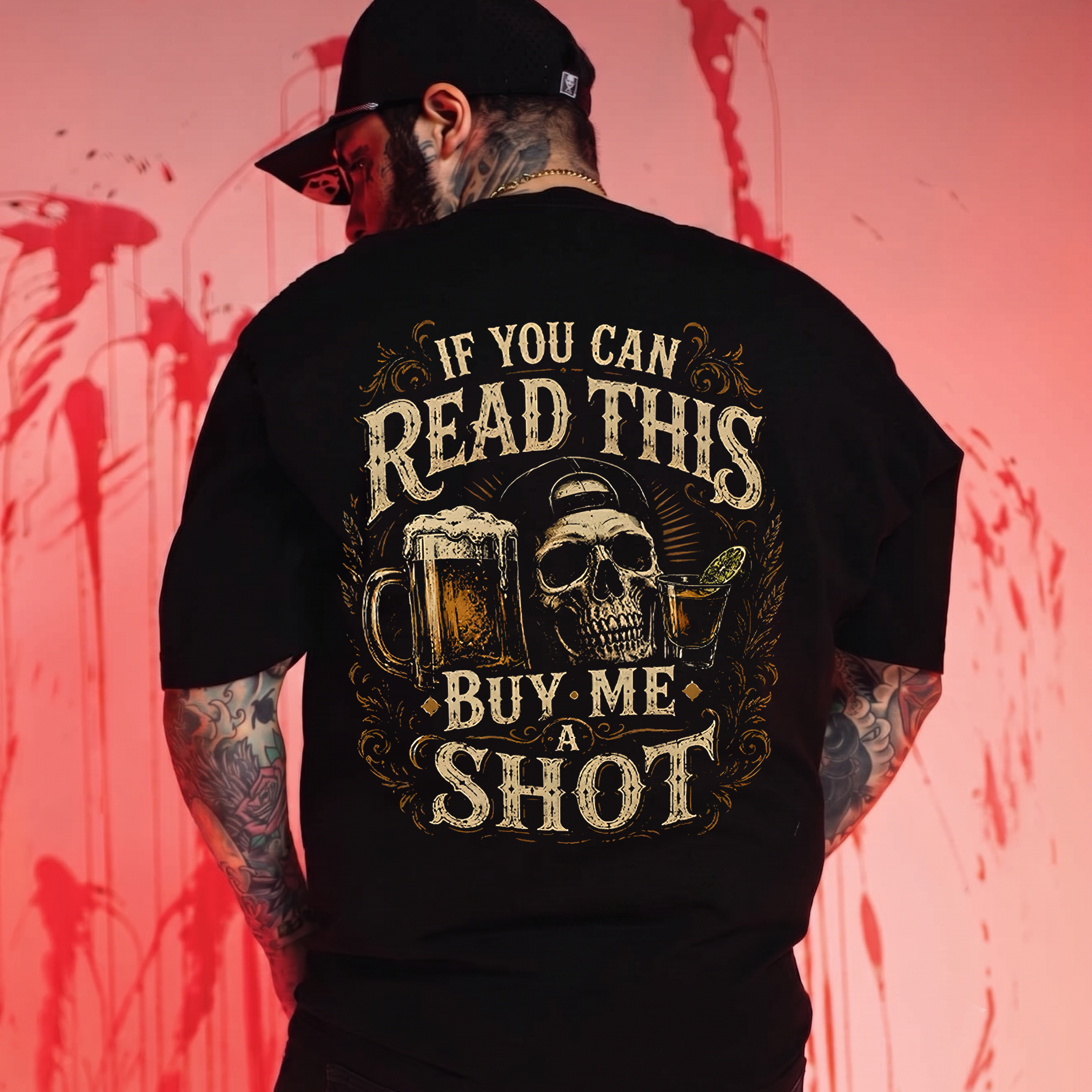 If You Can Read This Buy Me A Shot Printed Men's T-Shirt Image - 1