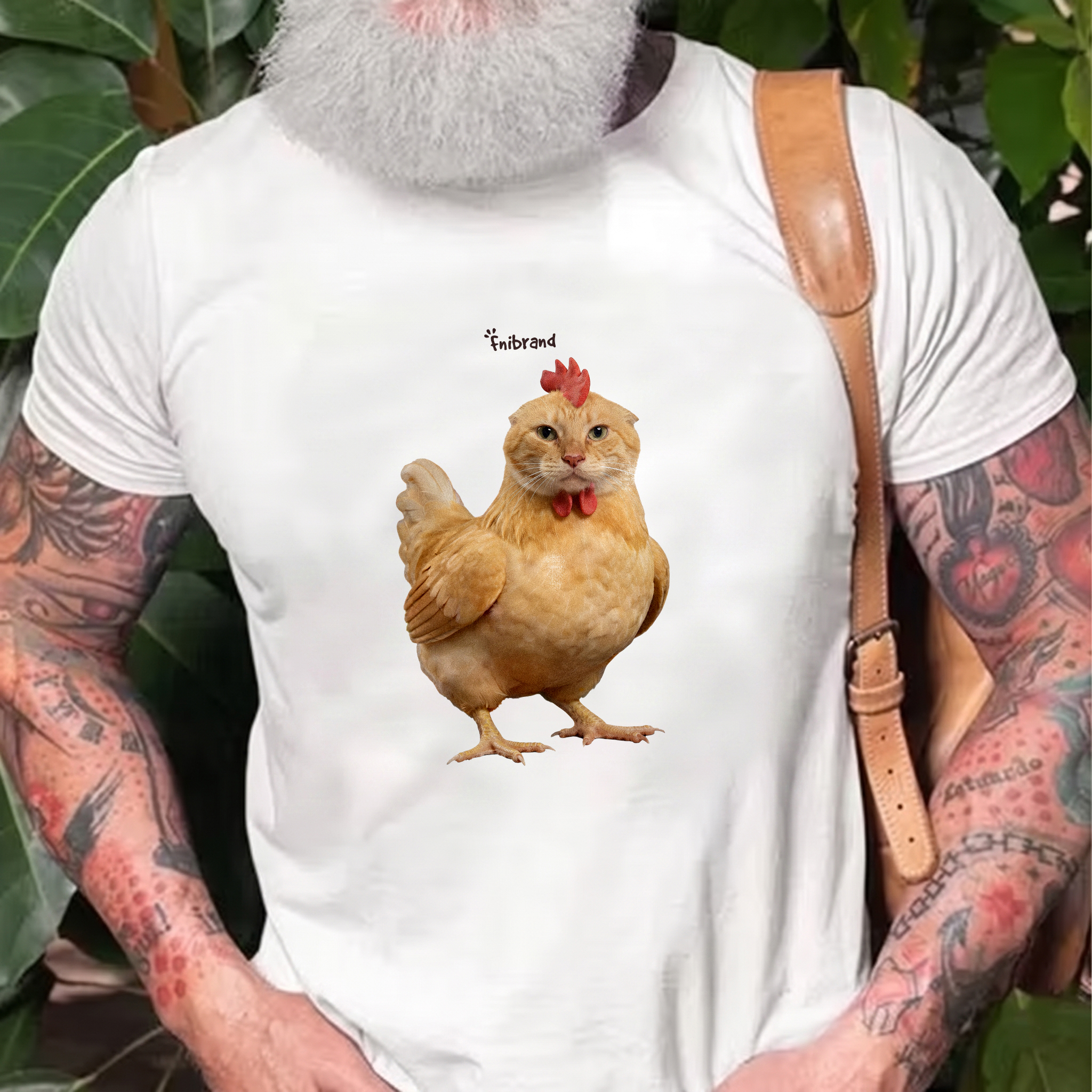 Funny Cat Chicken Hybrid Printed Men's T-Shirt Image - 1