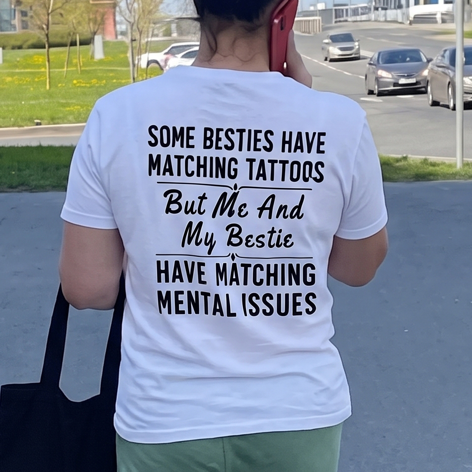Some Besties Have Matchingtattoos But Me And My Bestiehave Matching Mental Issuest-Shirt Image - 1
