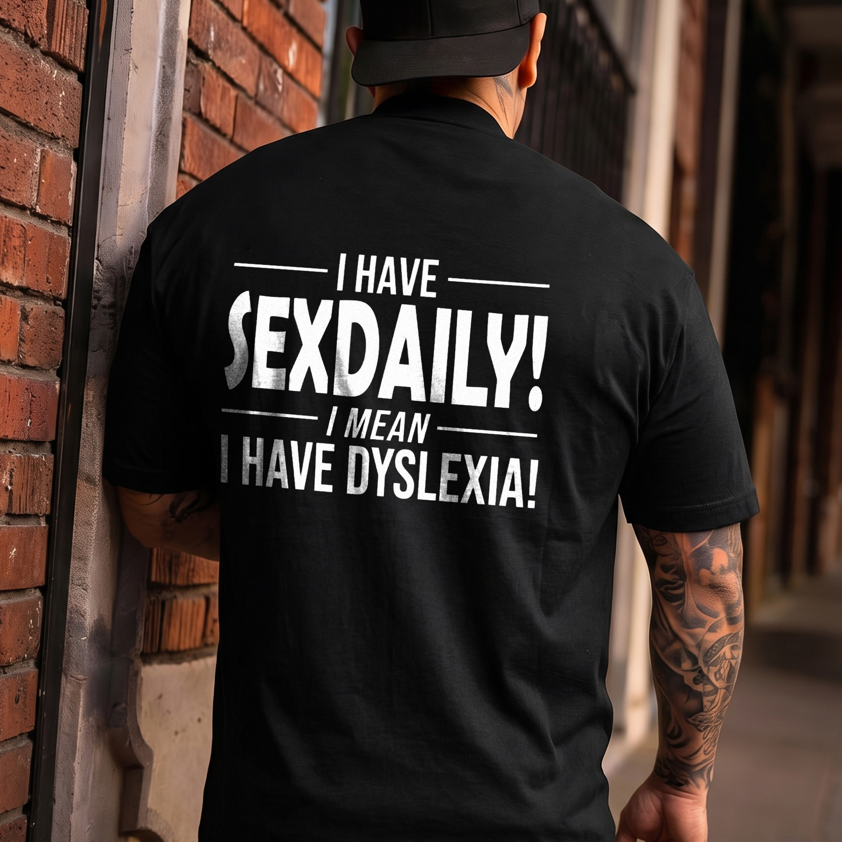 I Have Sexdaily!I Meani Havedyslexia! T-Shirt Image - 1