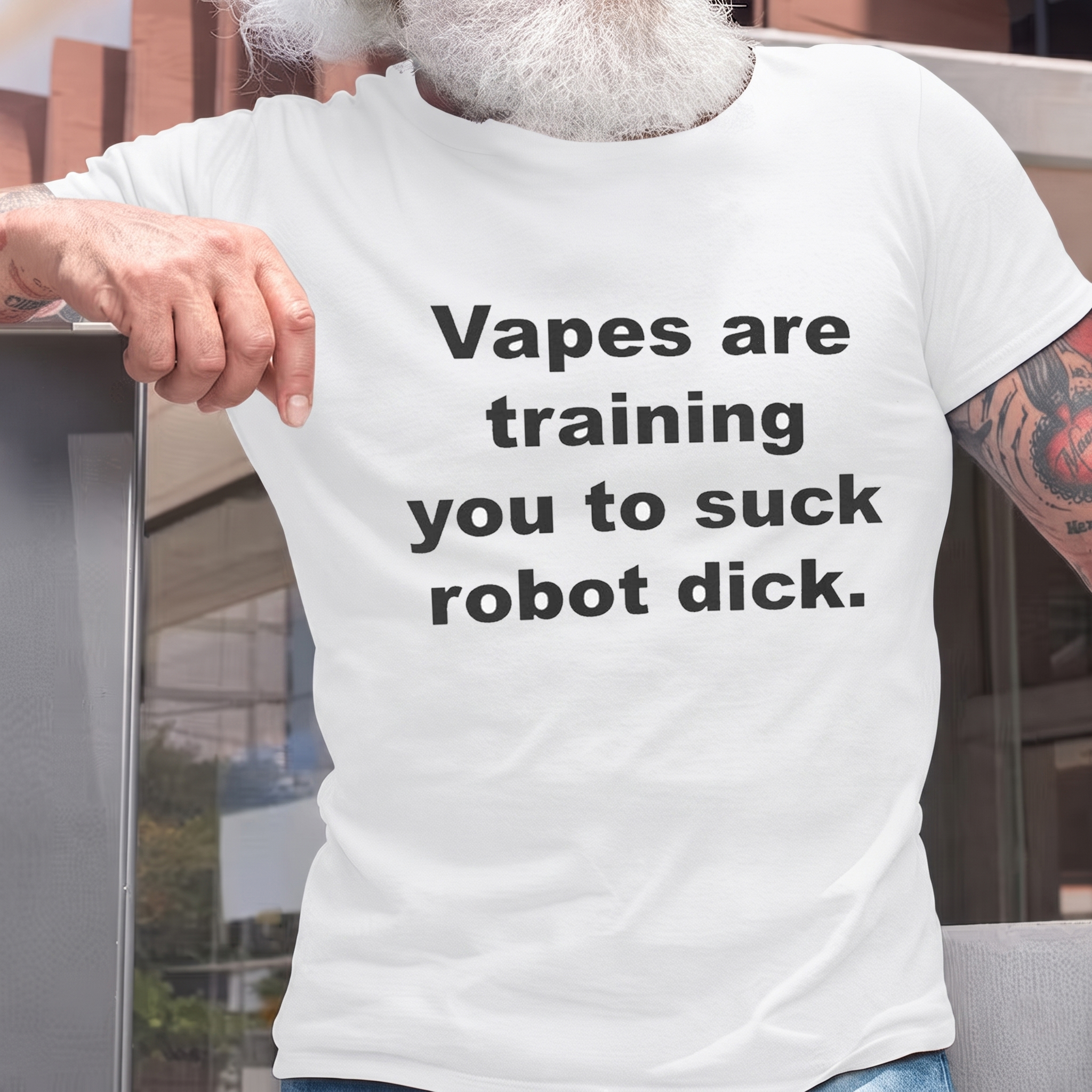 Vapes Are Training You to Suck Robot D*ck Printed Men's T-Shirt Image - 4