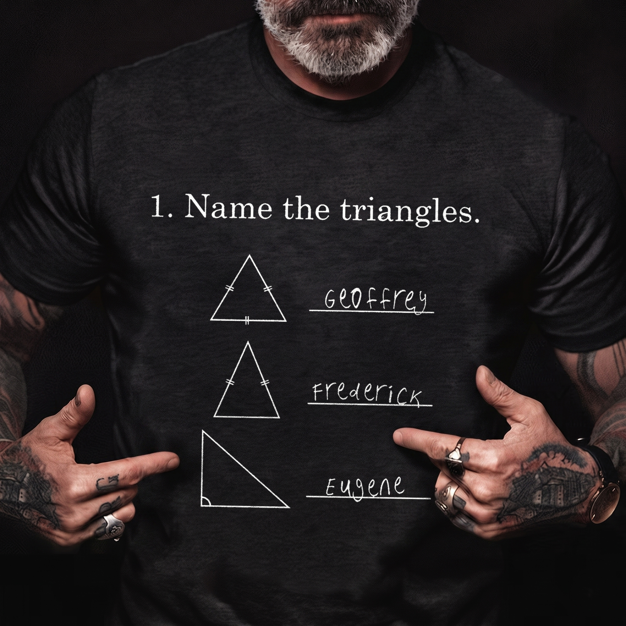Funny "Name The Triangles" Math Joke Printed Men's T-Shirt Image - 4