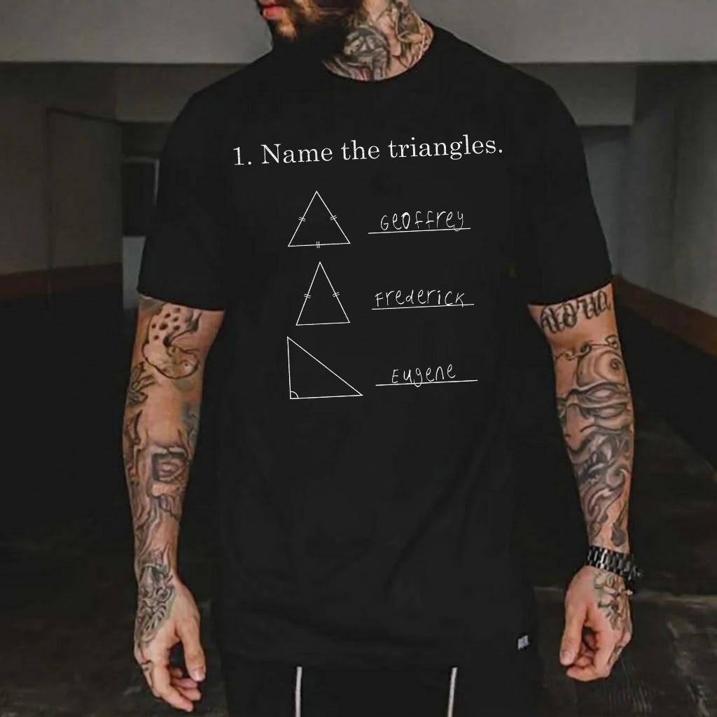 Funny "Name The Triangles" Math Joke Printed Men's T-Shirt Image - 1