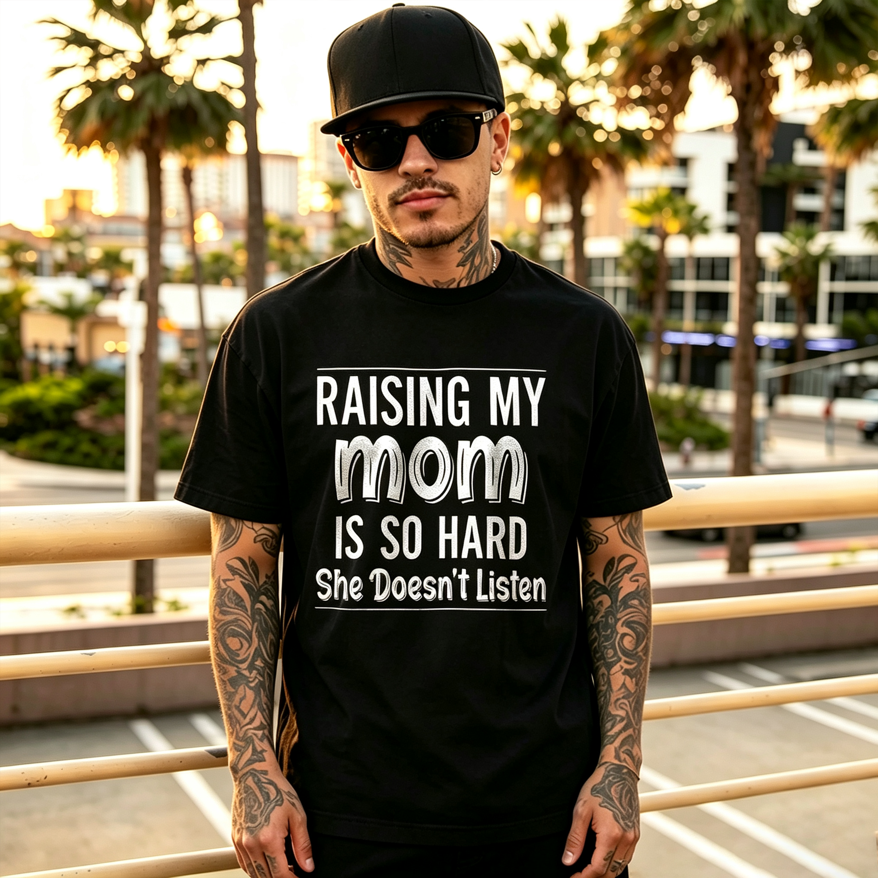 Raising My Mom Is So Hard She Doesn't Listen Printed Men's T-Shirt