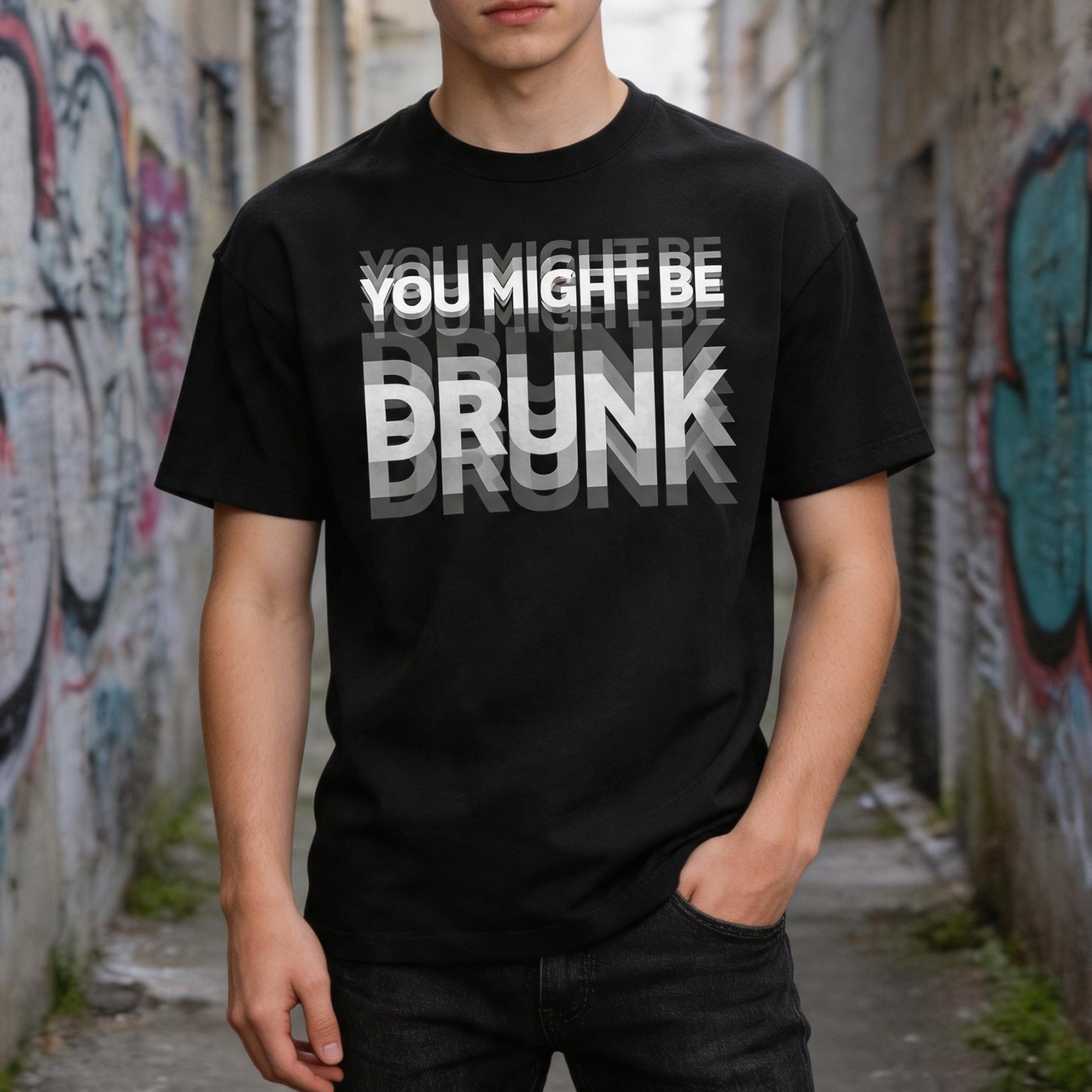 DRUNK funny Printed Men's T-Shirt