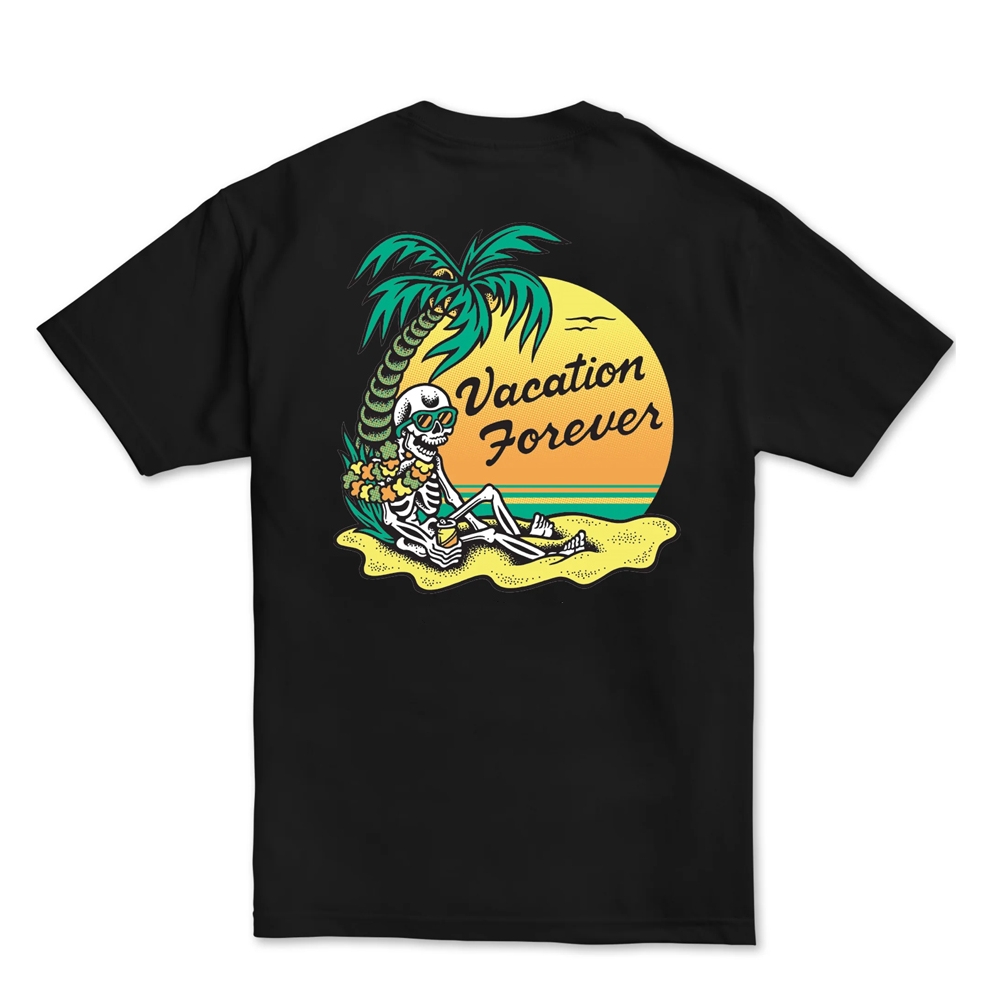 Vacation Forever Skull Print Men's T-shirt