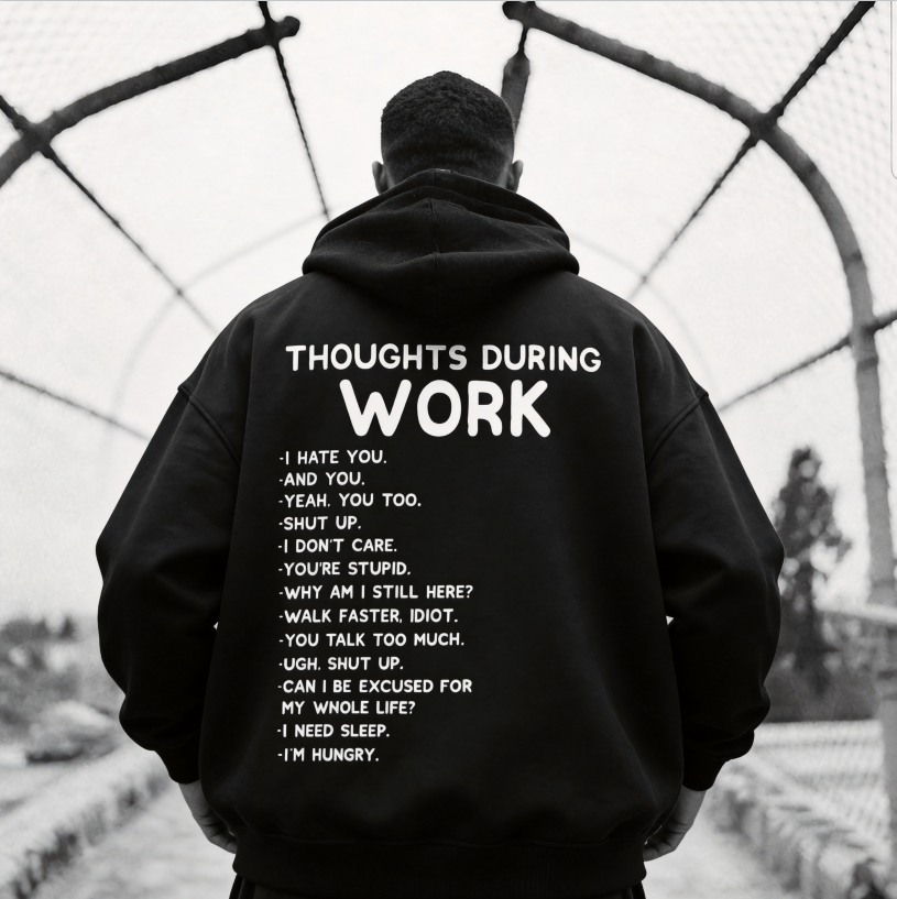 Thoughts During Work Printed Fleece-lined Unisex Hoodie