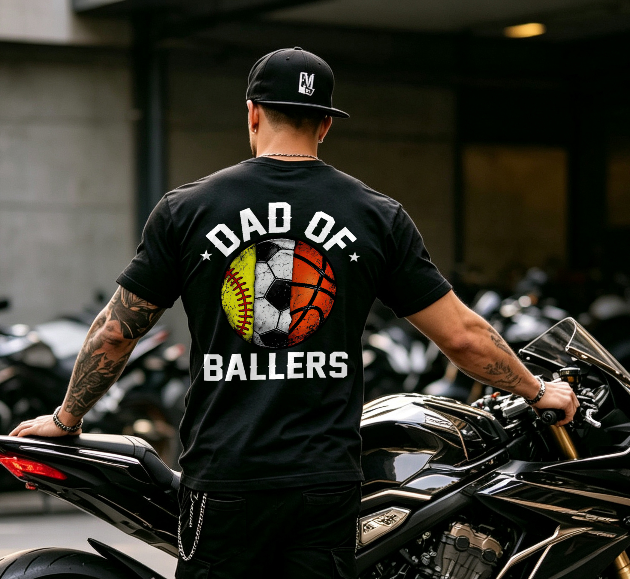 Dad of Ballers Printed Men's T-shirt Image - 4