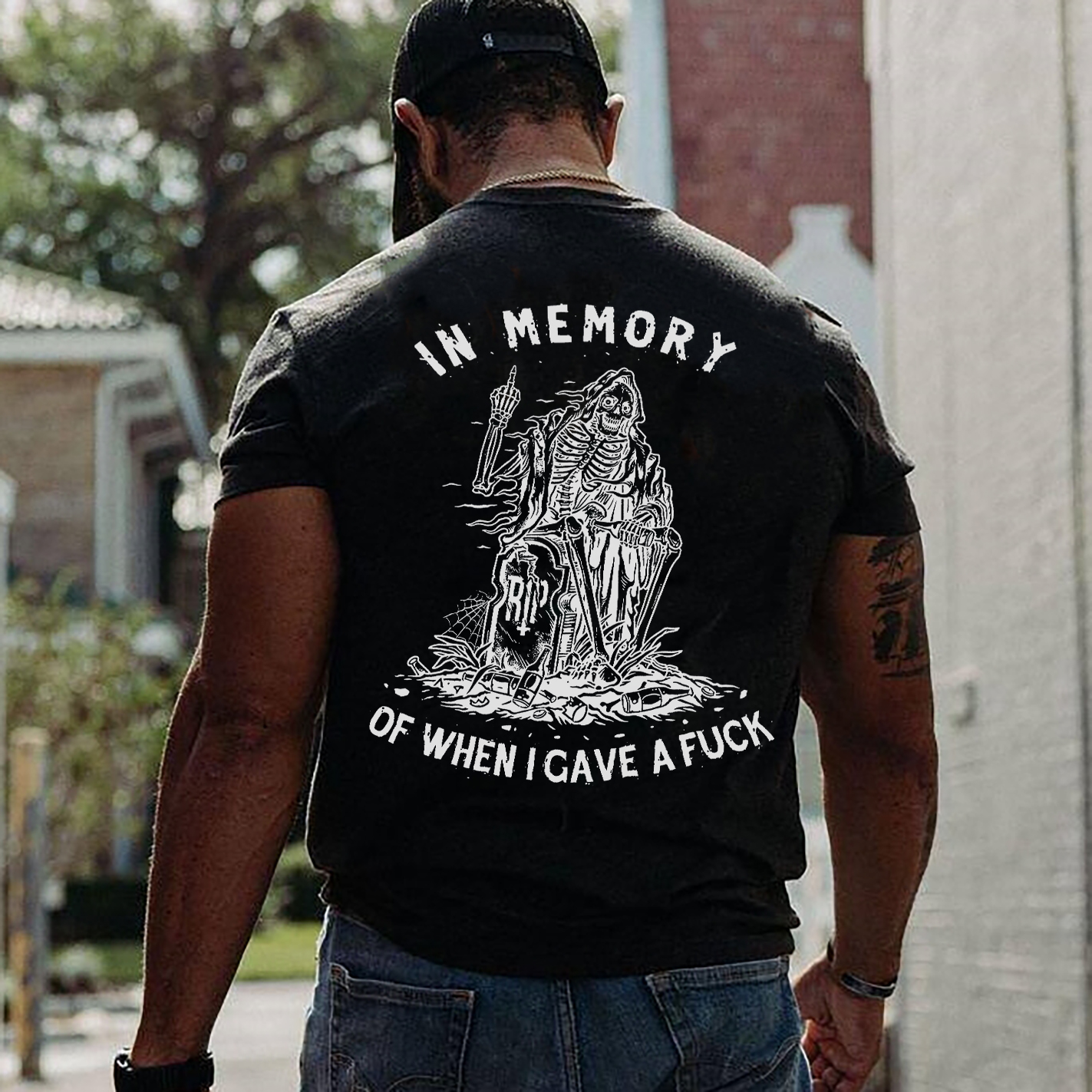 In Memory Of When I Gave A Fuck Print  T-shirt