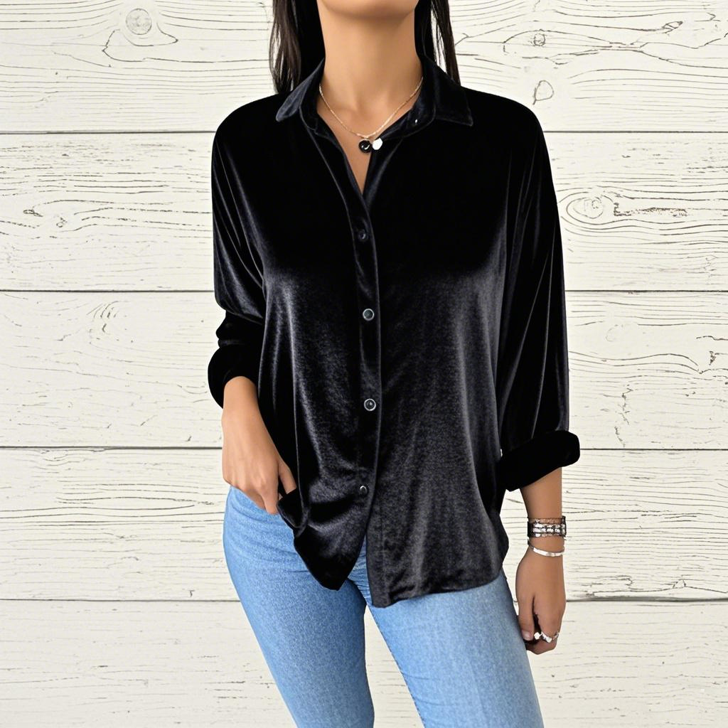 Women's Casual Velvet Long Shirts Tops