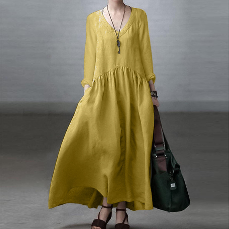 2025 Spring Women's Cotton & Linen Casual Dress