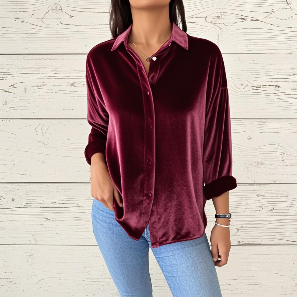 Women's Casual Velvet Long Shirts Tops