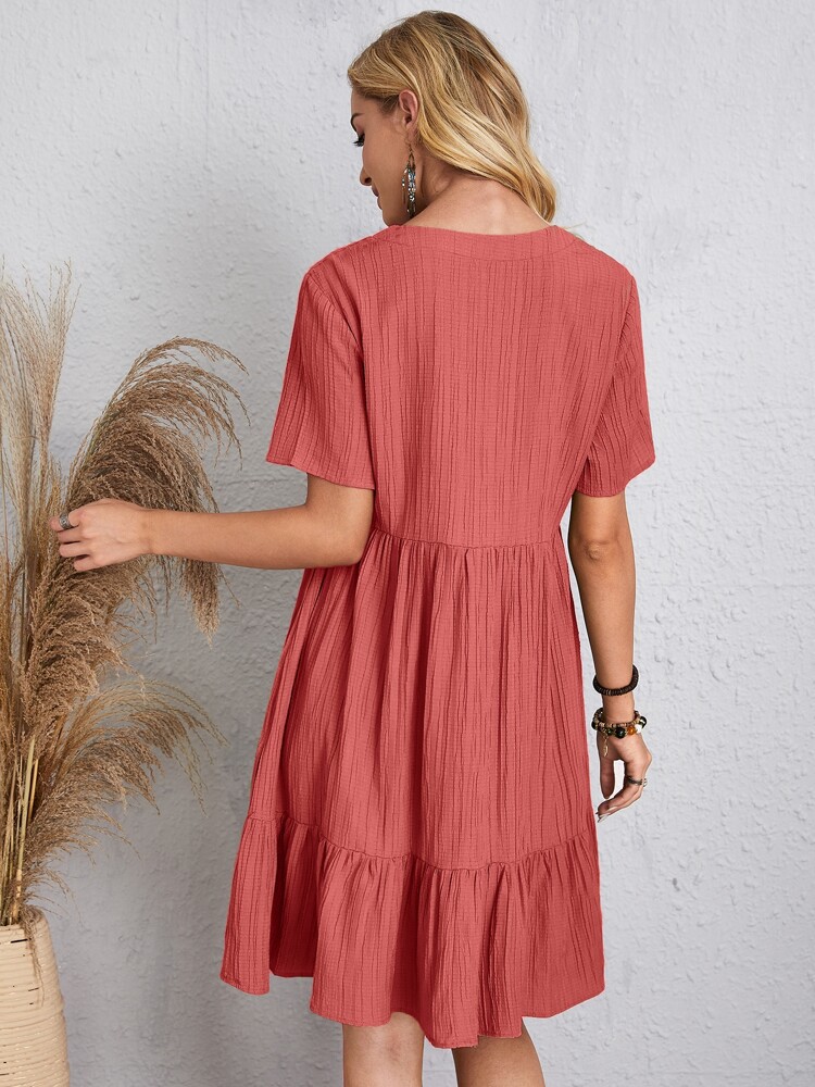 2024 Women's Popular Summer Loose Casual Short-Sleeved Belted Flowing Dress