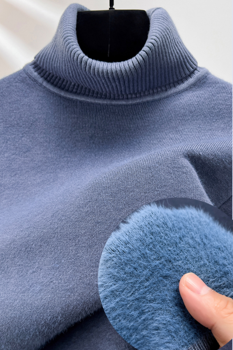 Men's Plush Wool Winter Turtleneck Solid Color Bottoming Shirt Knitted