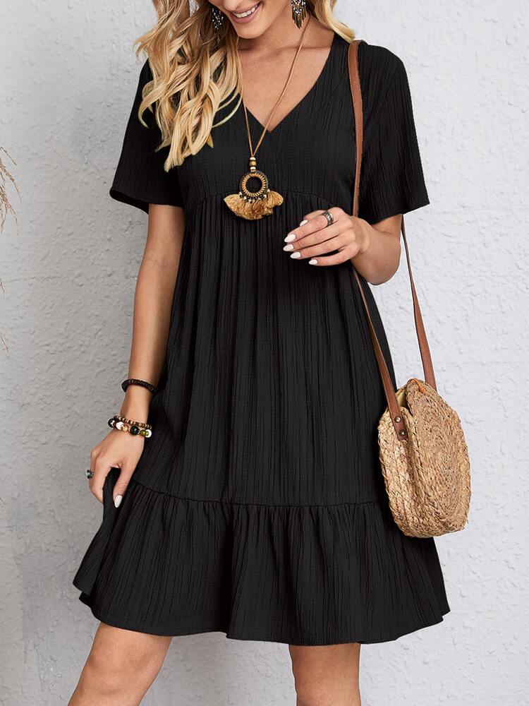 2024 Women's Popular Summer Loose Casual Short-Sleeved Belted Flowing Dress