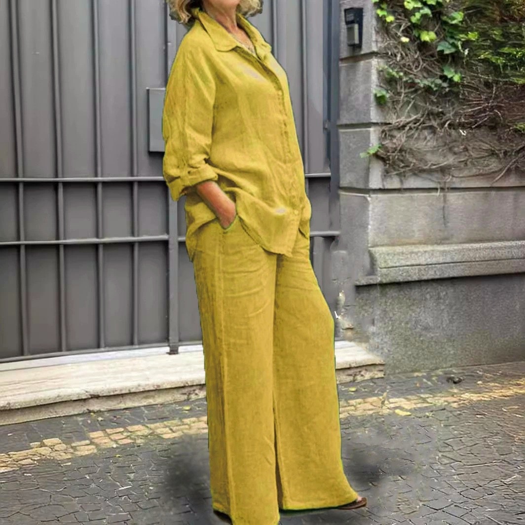 [Copy]Women's Cotton & linen casual Buttoned suit pants with pocket