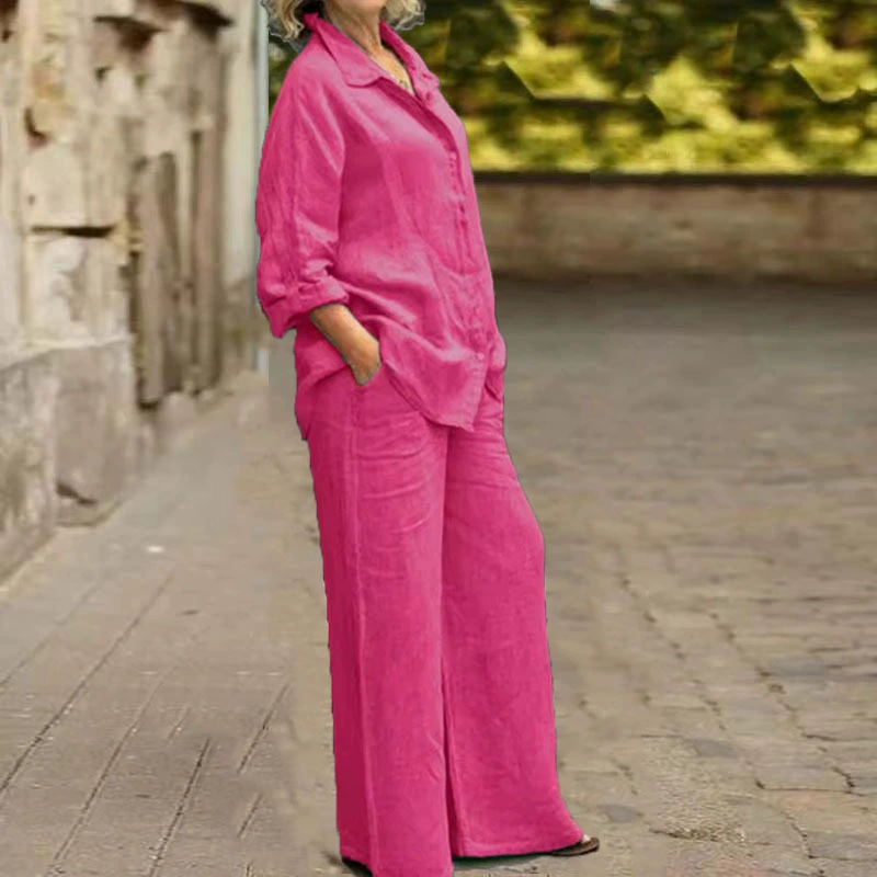 [Copy]Women's Cotton & linen casual Buttoned suit pants with pocket