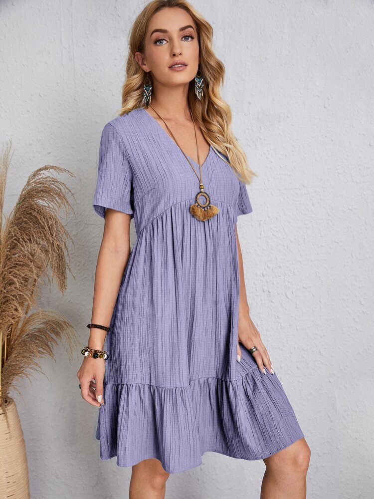 2024 Women's Popular Summer Loose Casual Short-Sleeved Belted Flowing Dress