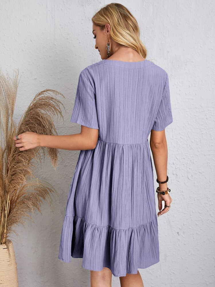 2024 Women's Popular Summer Loose Casual Short-Sleeved Belted Flowing Dress