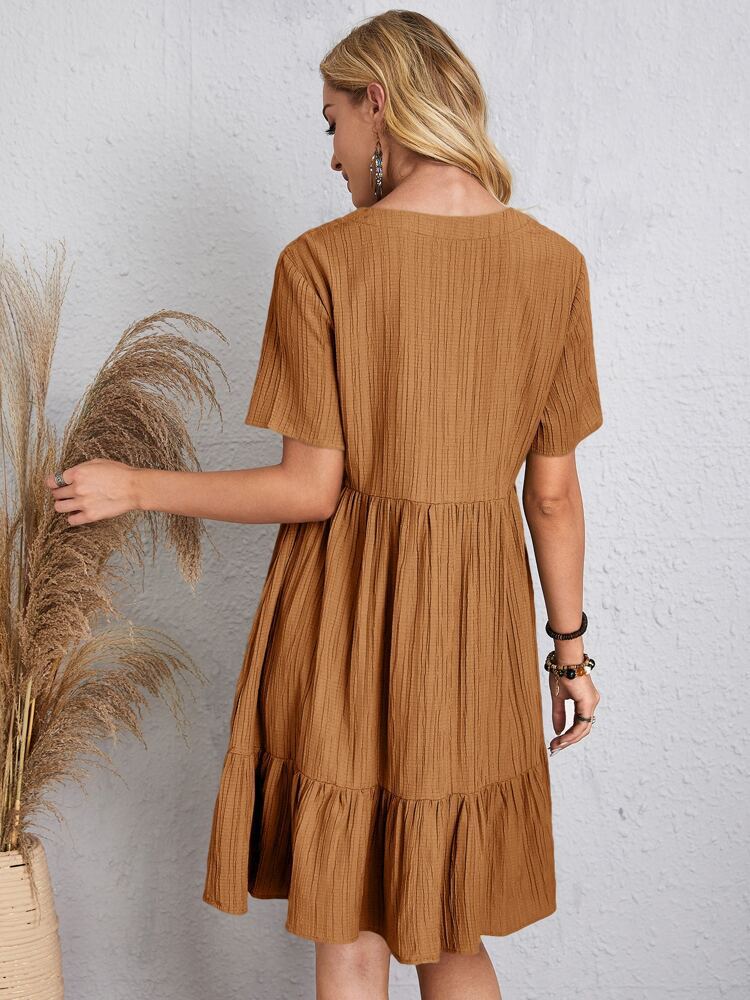 2024 Women's Popular Summer Loose Casual Short-Sleeved Belted Flowing Dress