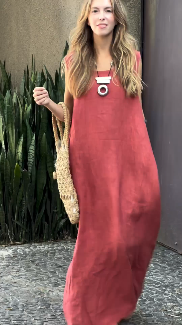 Women's Cotton linen dress with pocket