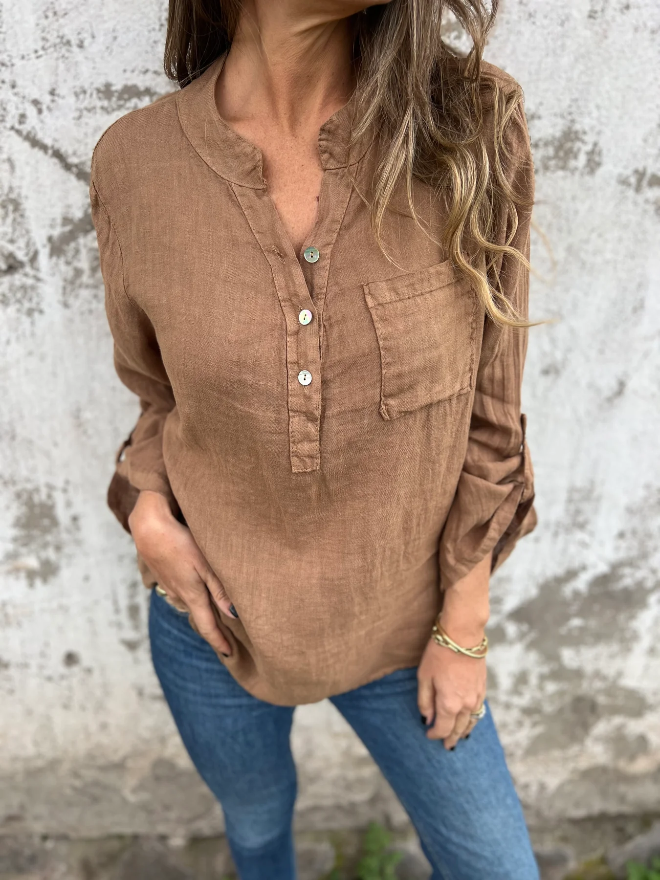 Women's Casual Linen Blouse Top