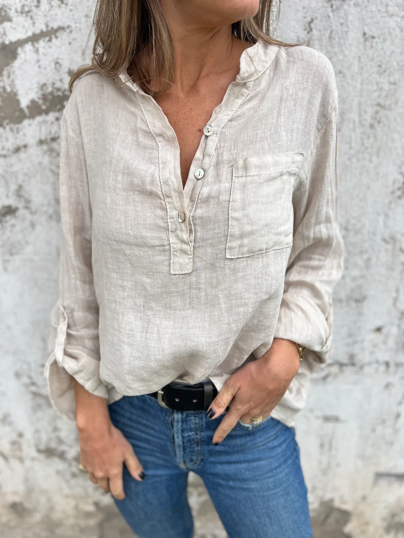 Women's Casual Linen Blouse Top