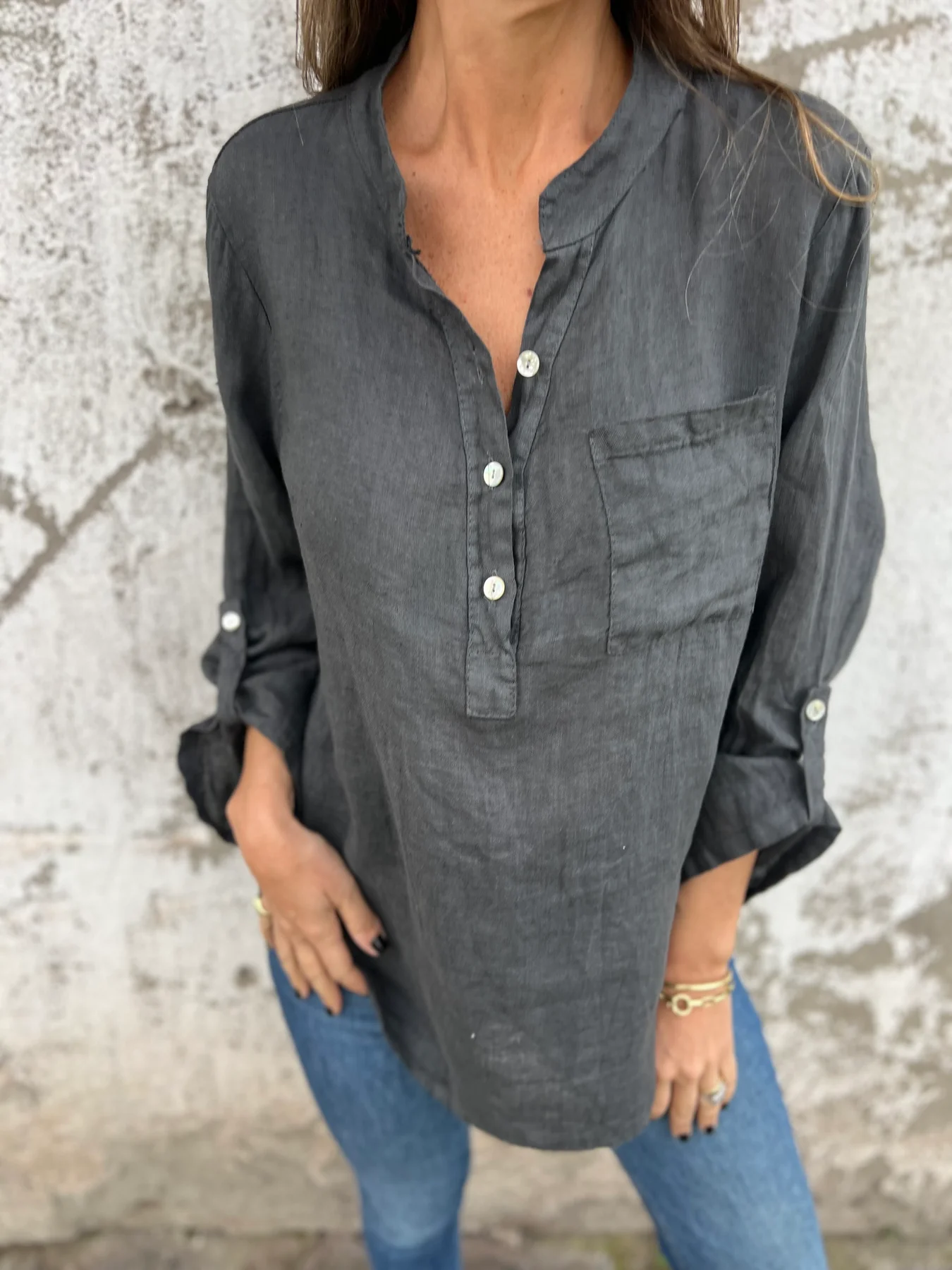 Women's Casual Linen Blouse Top