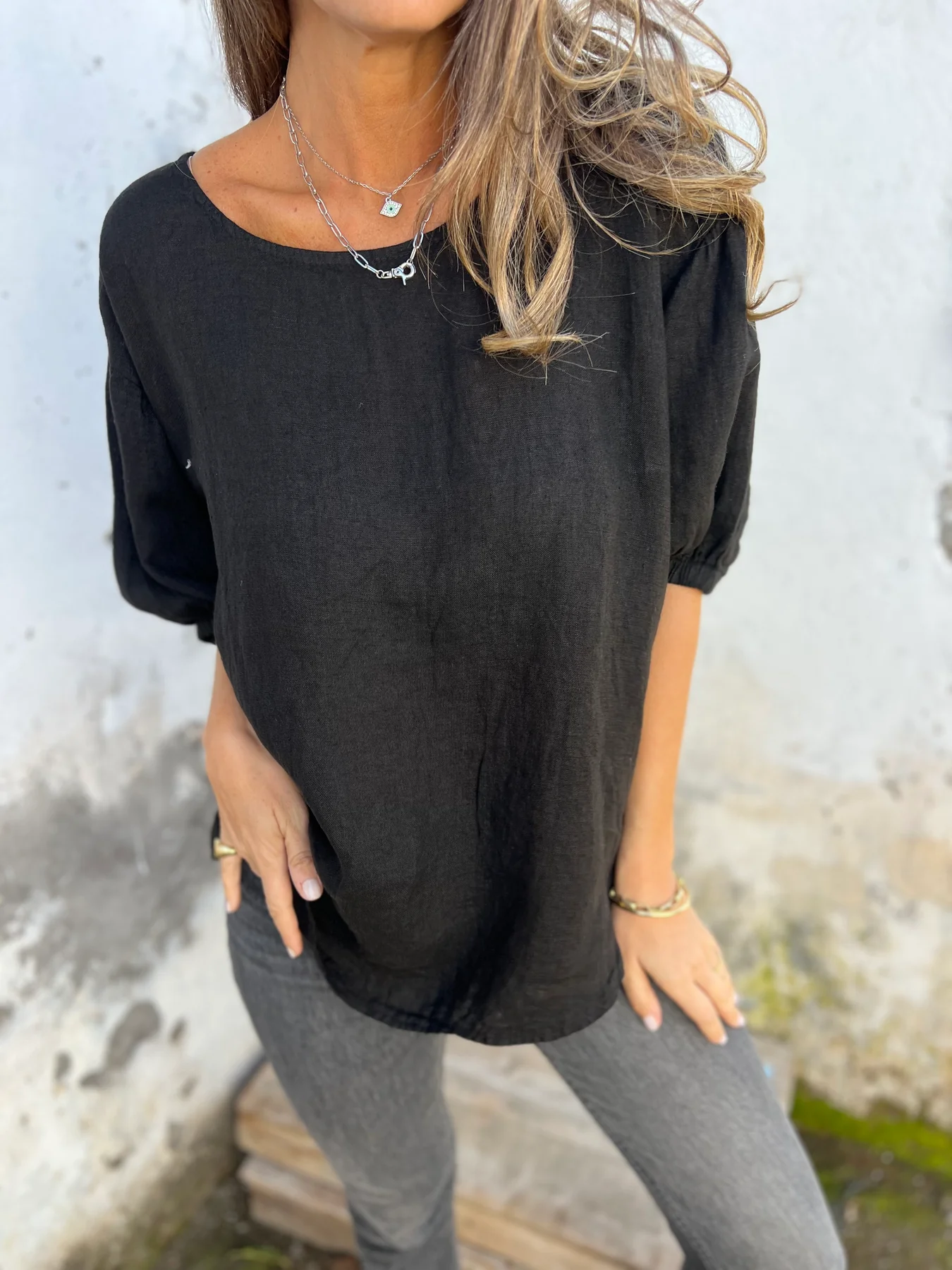 Women's Casual Linen Blouse Short Top