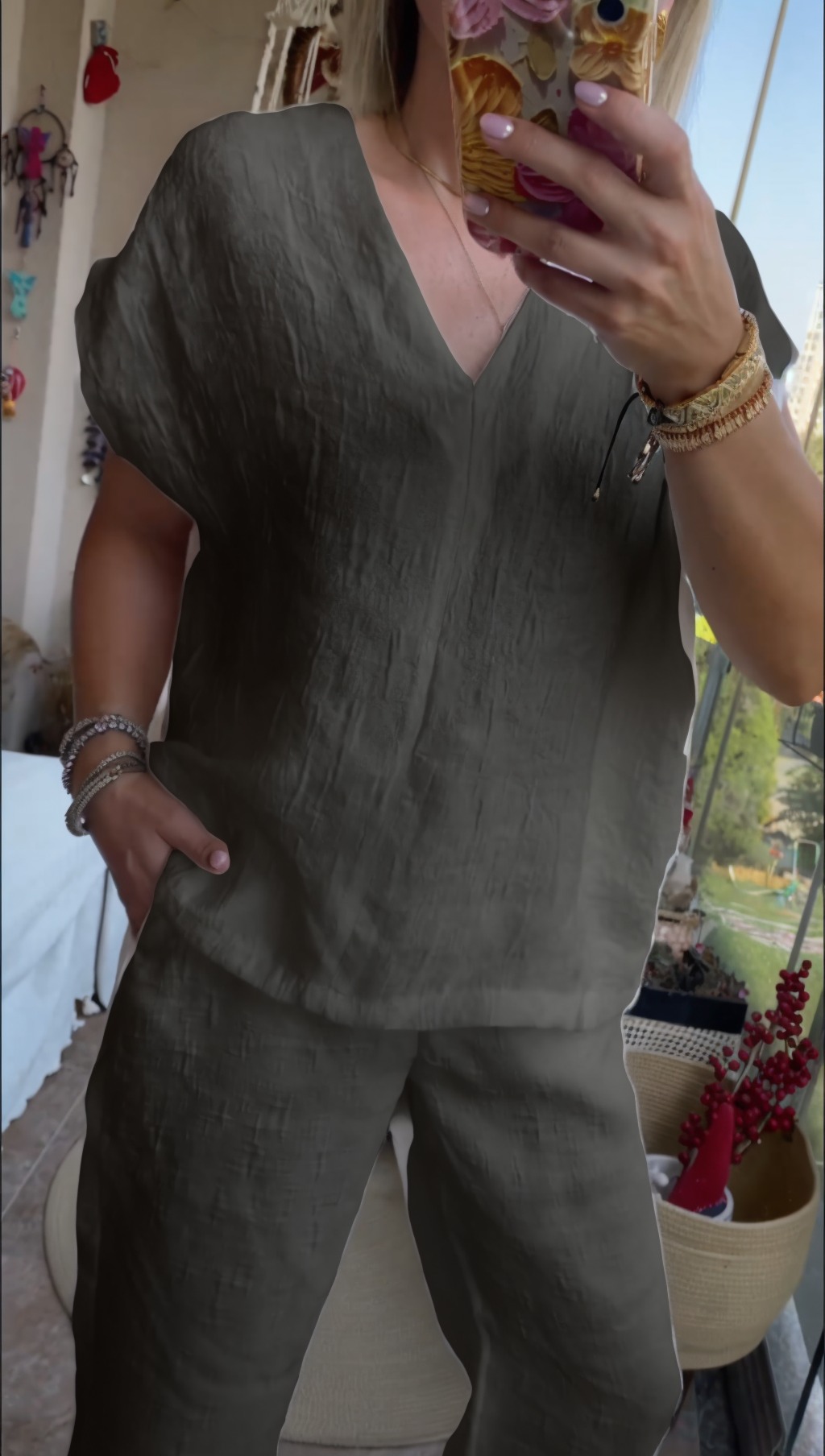 Woman's Casual Cotton linen Suit