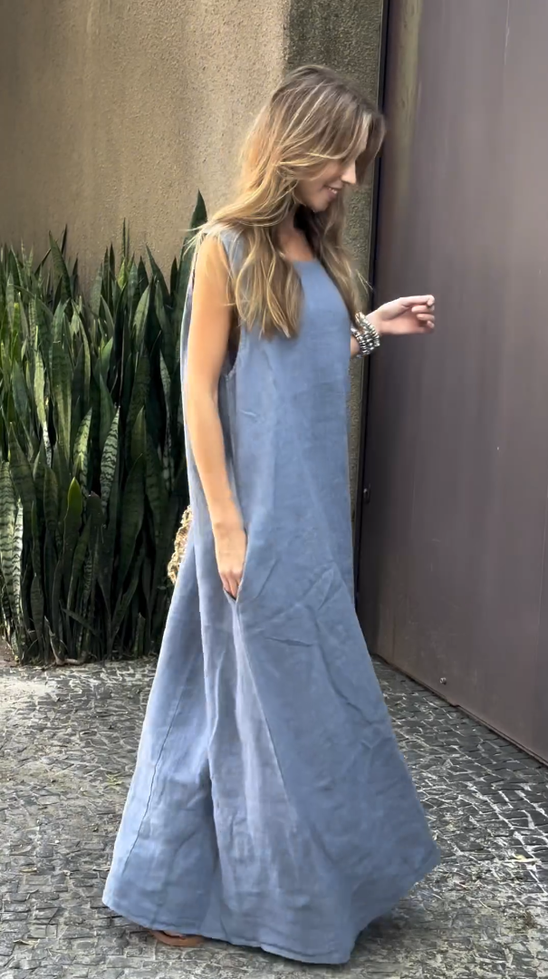 Women's Cotton linen dress with pocket