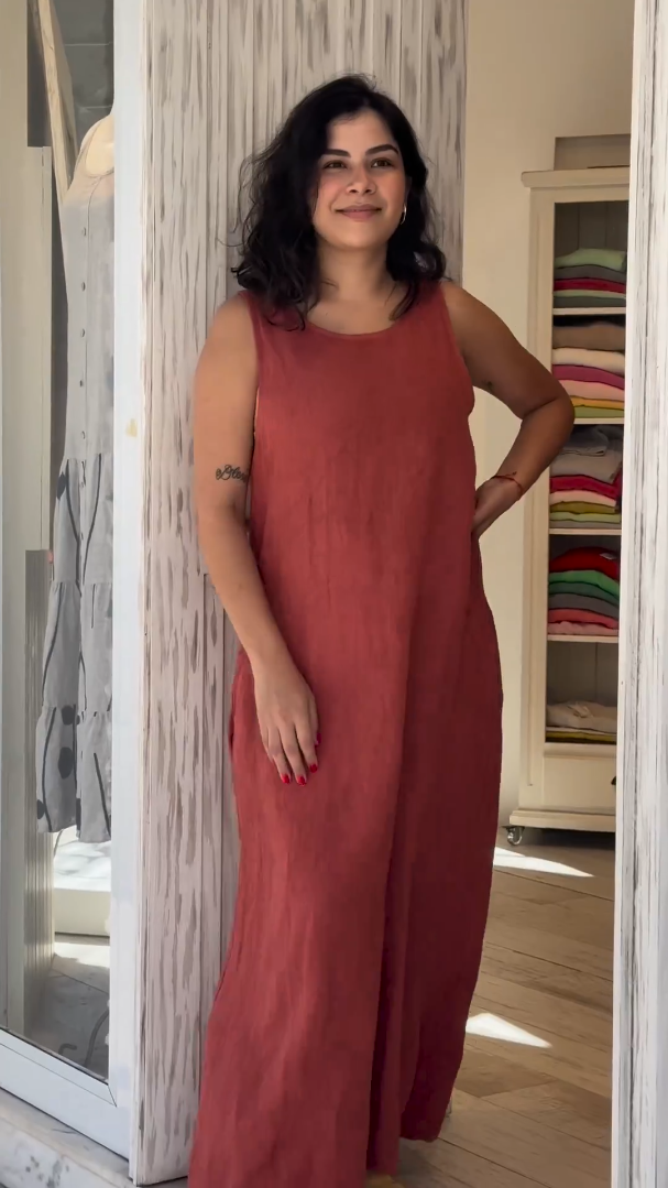 2024 Women's Cotton linen casual sleeveless dress