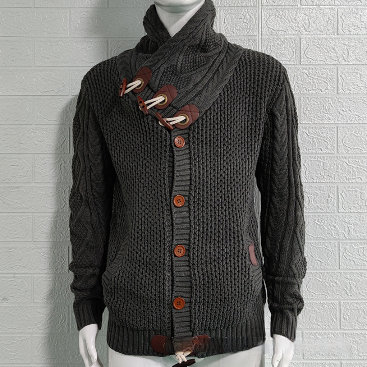 Men's Casual Scarf Jacket Pocket Sweater
