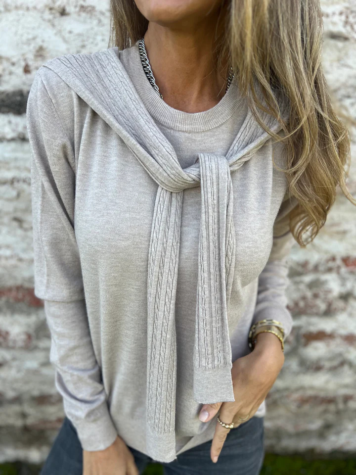 CLEARANCE SALE🔥Scarf-Collar Knit Sweater 