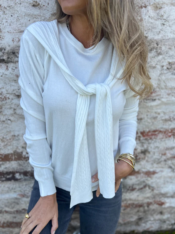 CLEARANCE SALE🔥Scarf-Collar Knit Sweater 