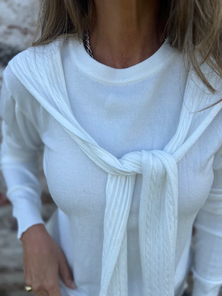 CLEARANCE SALE🔥Scarf-Collar Knit Sweater 