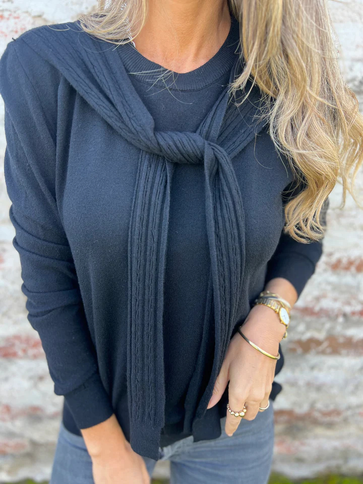 CLEARANCE SALE🔥Scarf-Collar Knit Sweater 