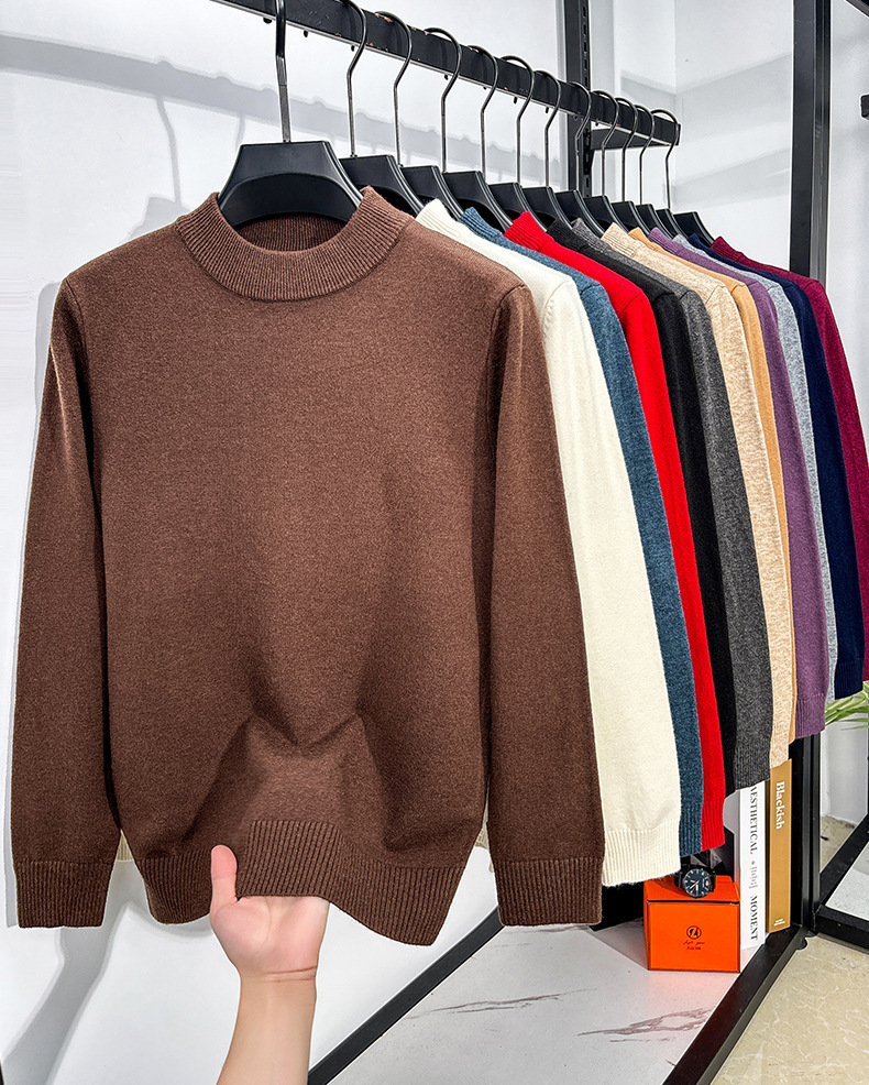 Men's Crew Neck Plush Cashmere Sweater