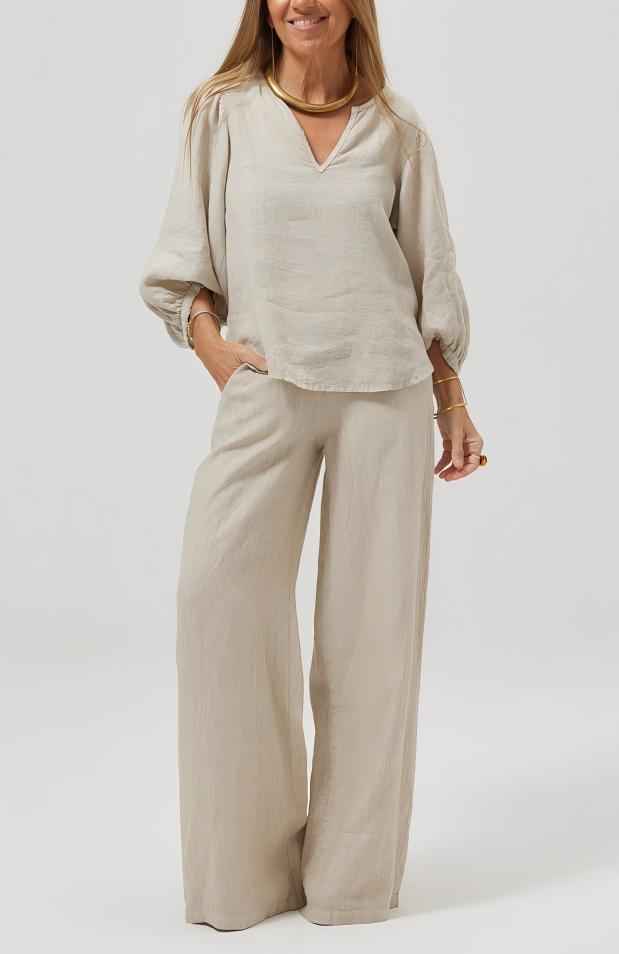 [Copy]Women's Cotton & linen casual Buttoned Shirt & Pants Set