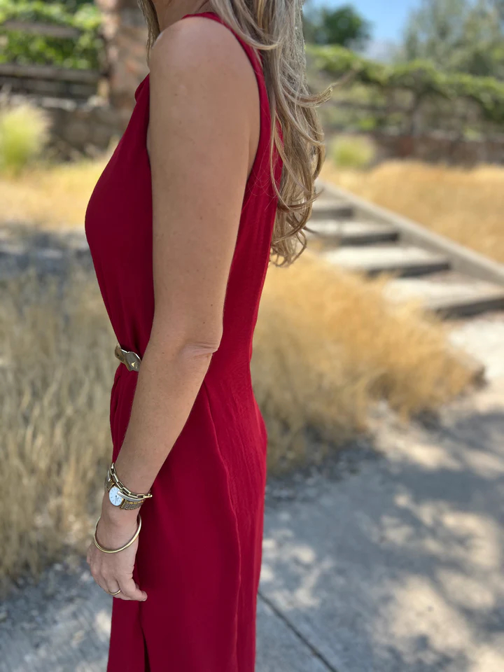 👜 End of Season Sale 💰 Gold Brooch Crêpe Draped Dress