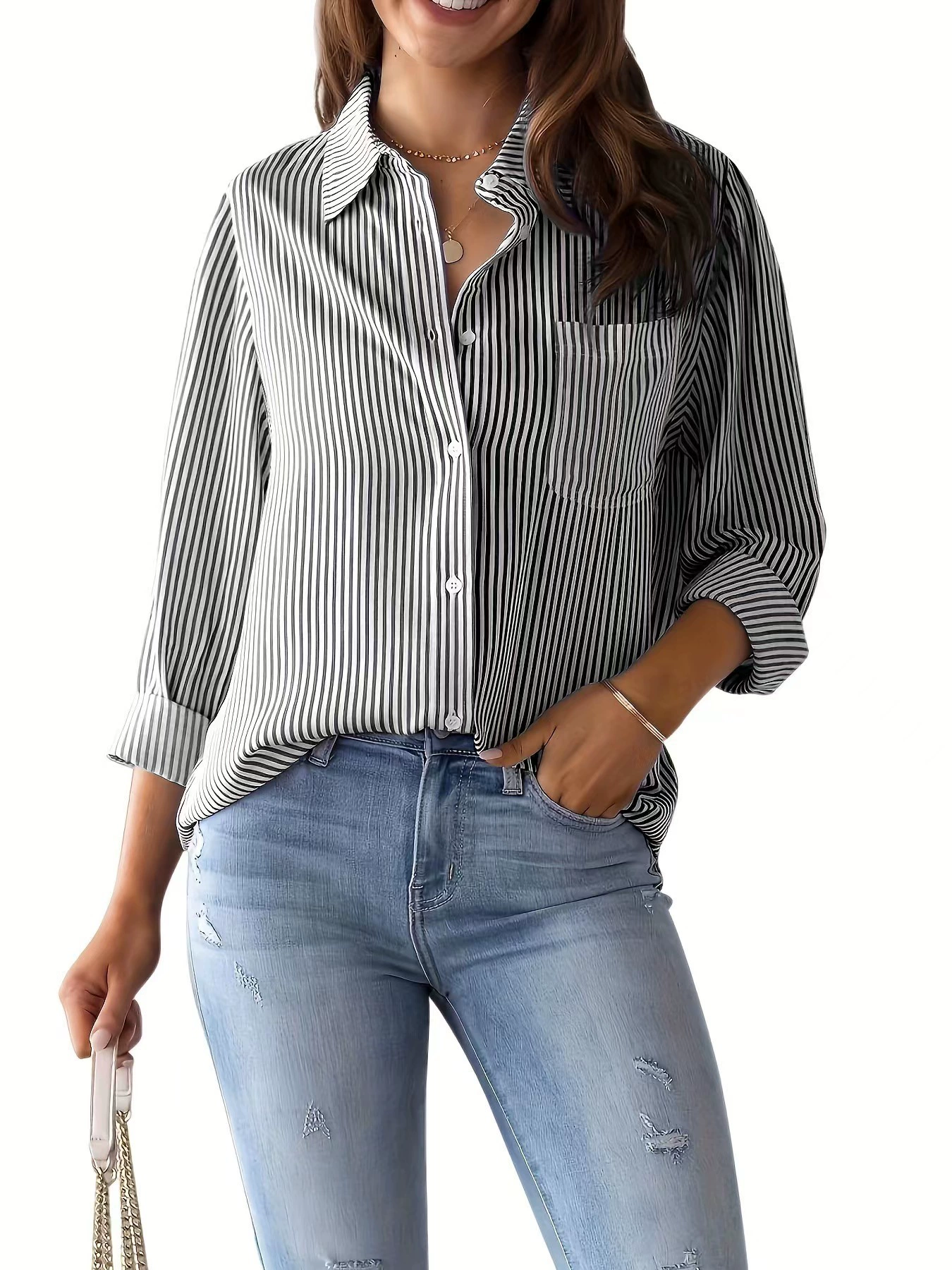 2025 New Women's Casual Loose Stripe Shirt-Buy 3 Get Free Shipping